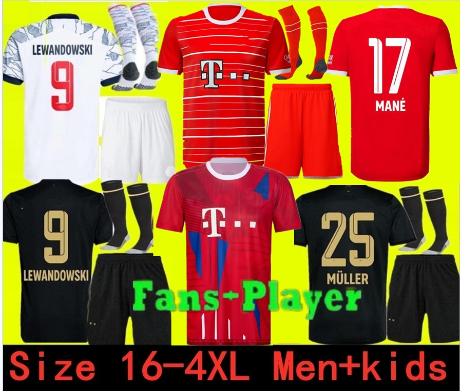 

MANE #17 soccer jerseys 22 23 LEWANDOWSKI SANE KIMMICH COMAN BAYERN MUNICH MULLER DAVIES football shirtS Men AND Kids sets kit 2022 2023 top thailand quality uniform, 21/22 away