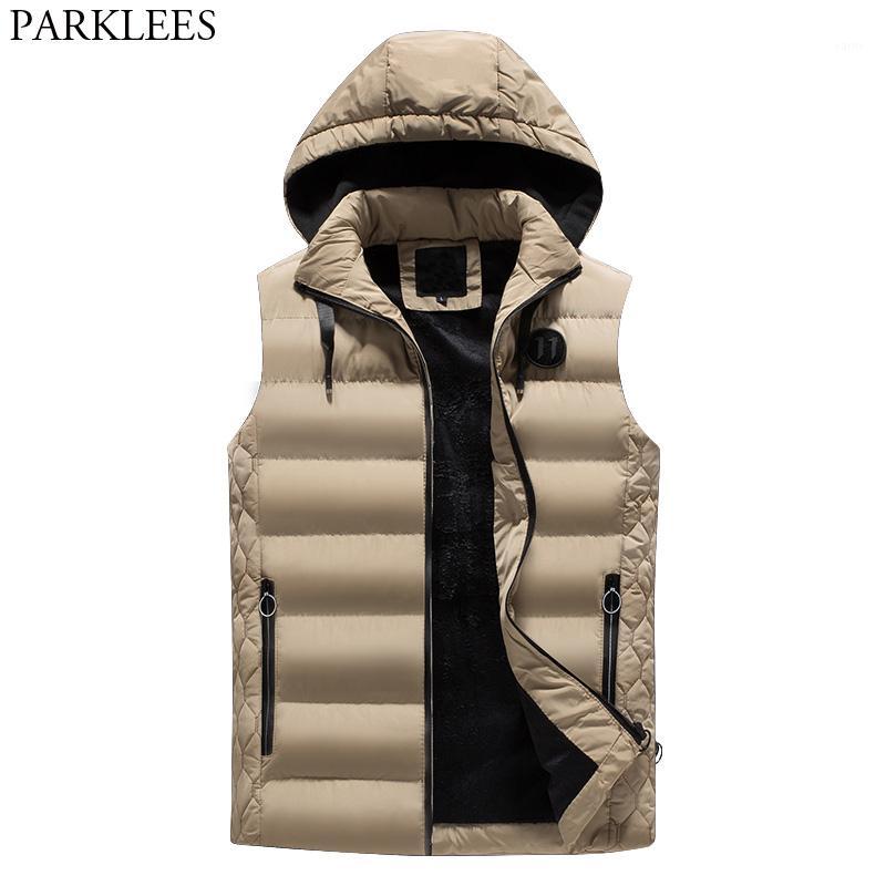 

Men's Winter Removable Hooded Padded Vest Casual Warm Quilted Puffer Men Windproof Veste Sans Manche Homme, Dark green