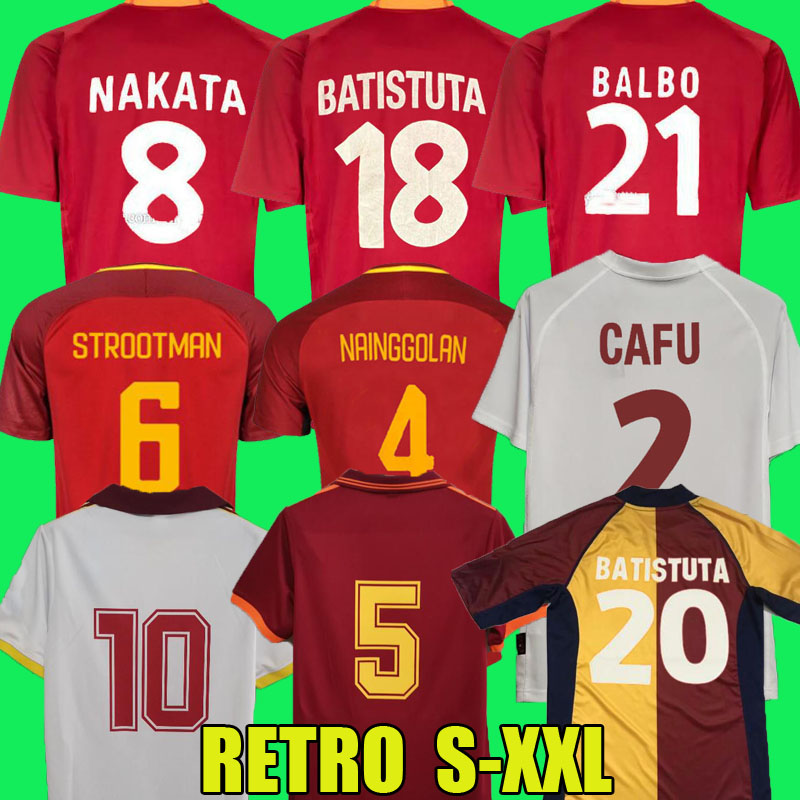 

Strootman Dzeko Conti NAKATA BATISTUTA BALBO retro soccer jersey 00 01 02 Florenzi Voller 17 18 89 90 DE ROSSI Giannini football shirts 91 92 93 94 97 98 99 00 Nainggolan, 92 94 home