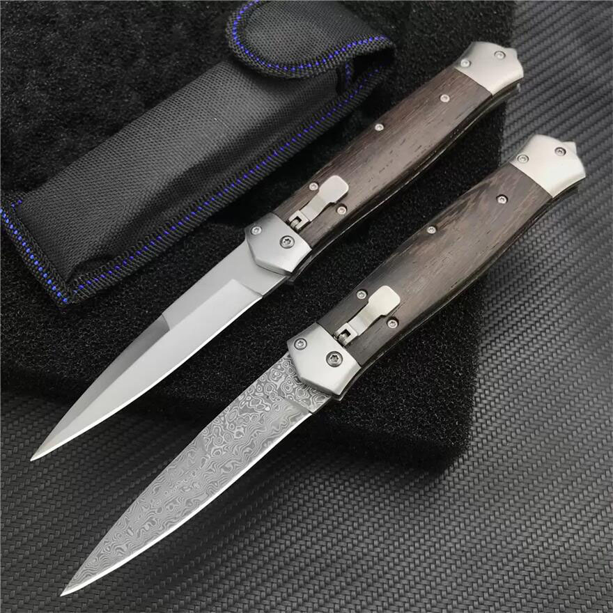 

Damascus F125 horizontal fast-open folding knife single action tactical self defense automatic camping survival hunting poacket knifes knives