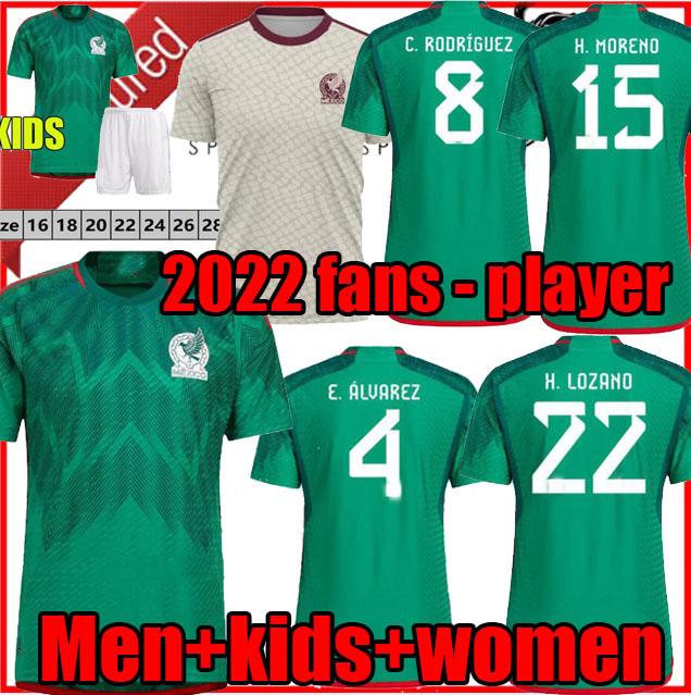 

2022 mexico home away soccer jerseys LOZANO CHICHARITO RAUL football kit shirt DOS SANTOS Camisetas de futbol ALVAREZ 22 23 maillot foot men kids women set uniform, 95 96 away