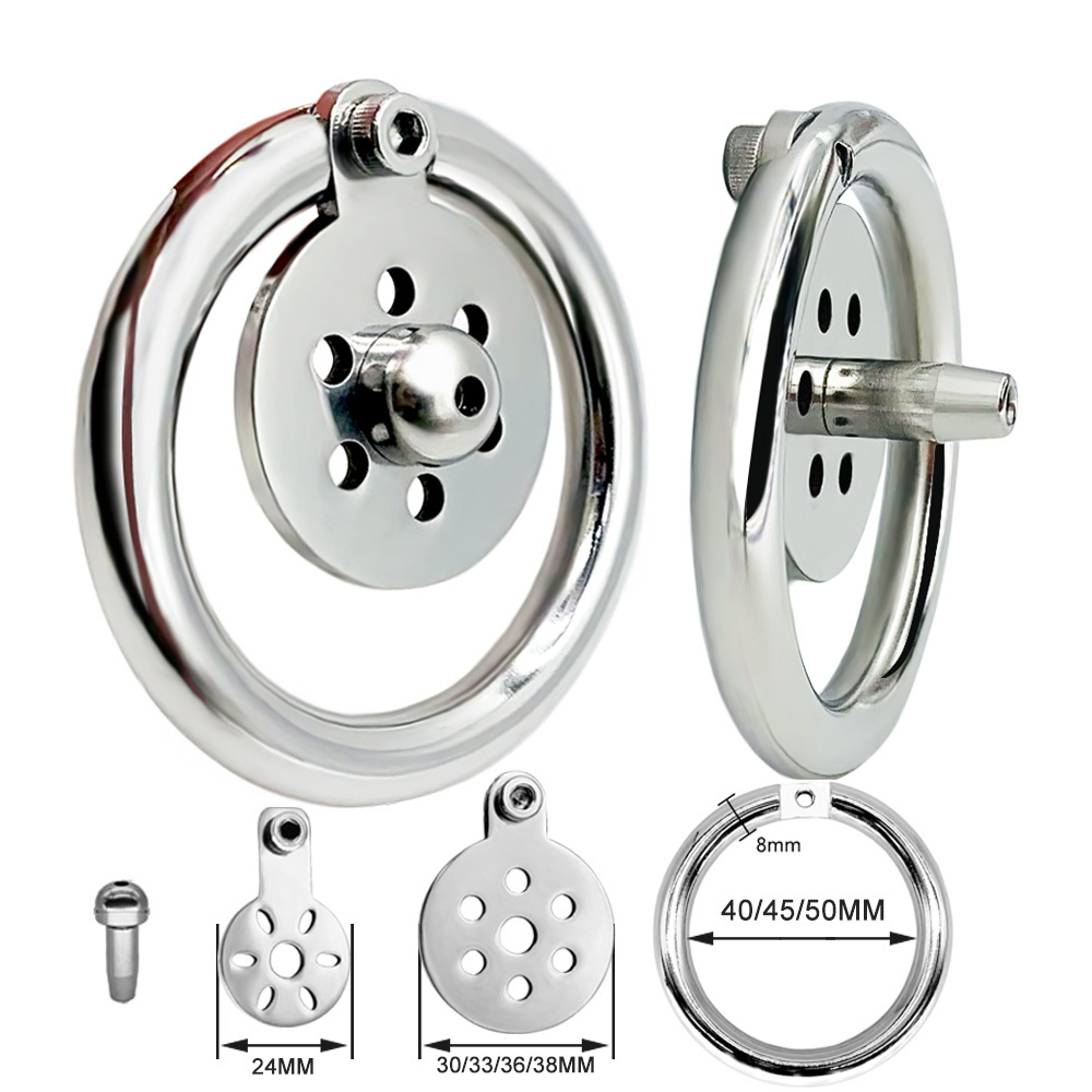 

2022 Stainless Steel Super Thin Slice Chastity Cage Small Tight Penis Ring Cock Lock Lightweight Strapon BDSM sexy Toys for Men