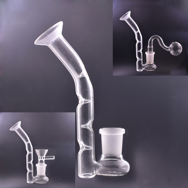 

14mm Dia tube 14mm female glass J hook hookah adapter with tobacco smoking dry herb bowl