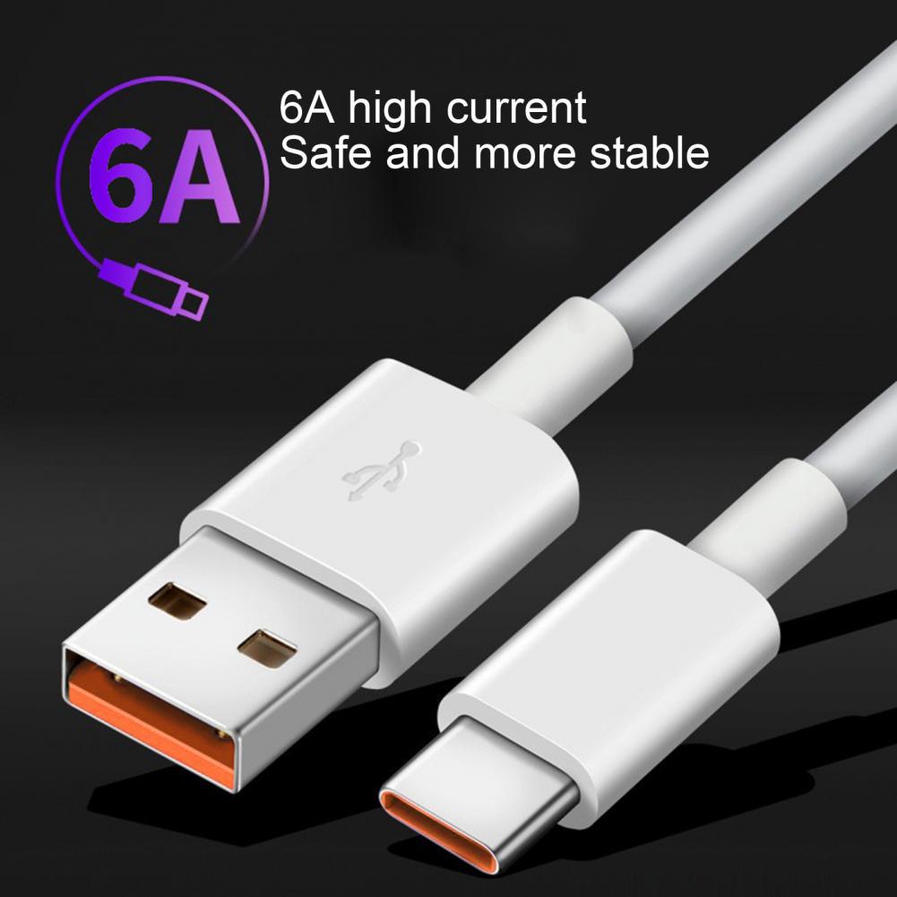 

USB Type C Data Cable Cord 6A 66W 1M 1 5M 2M High Speed Fast Charging Charger For Huawei Mate 40 50 Xiaomi 11 10 Pro OPPO R17312o, White