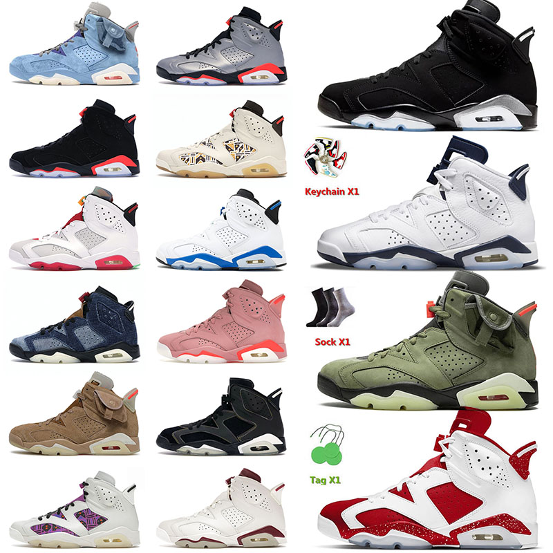 

Authentic AAA Quality OG Jumpman 6 Basketball Shoes 6s VI Metallic Silver Midnight Navy Black Infrared Unc University Blue Mens Women Trainers Sneakers, D11 all black 40-47