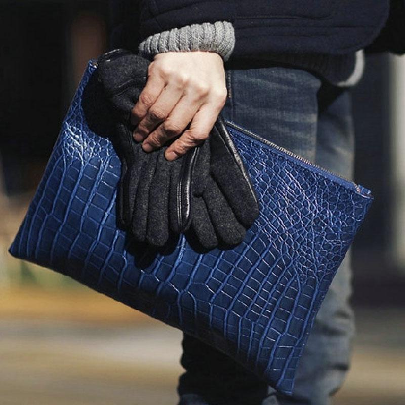 

Evening Bags Crocodile Pattern Daily Clutches Handbag Men And Women Fashion Unisex Clutch File Hand Bag Faux Leather No Strap BlackEvening, Black