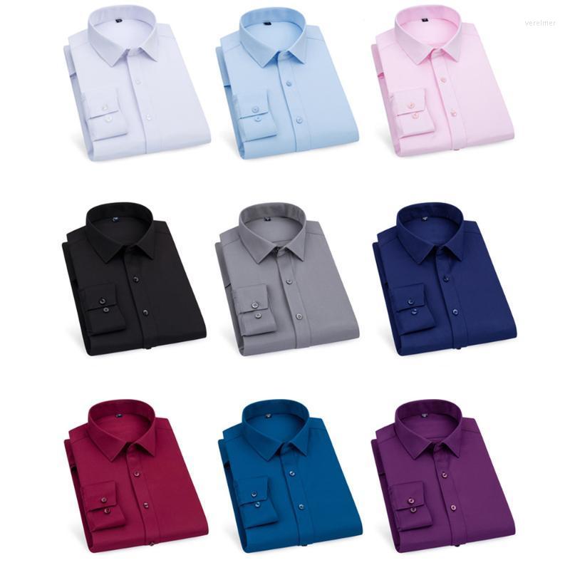 

Men's Dress Shirts Men Long Sleeve Solid Color Turndown Collar Button-down Business Pink Blue Black Shirt Size Range 38-46Men's Vere22, Tl805
