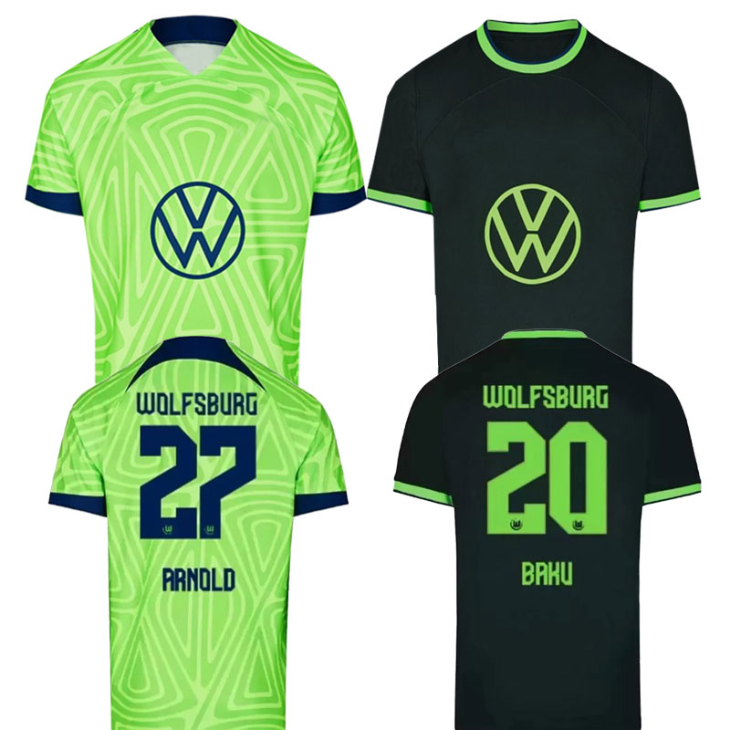 

22/23 Wolfsburg soccer jersey 2022 Home GINCZEK STEFFEN shirts Away ROUSSILLON MEHMEDI MBABU BROOKS ARNOLD WEGHORST football uniform, Adult shirt
