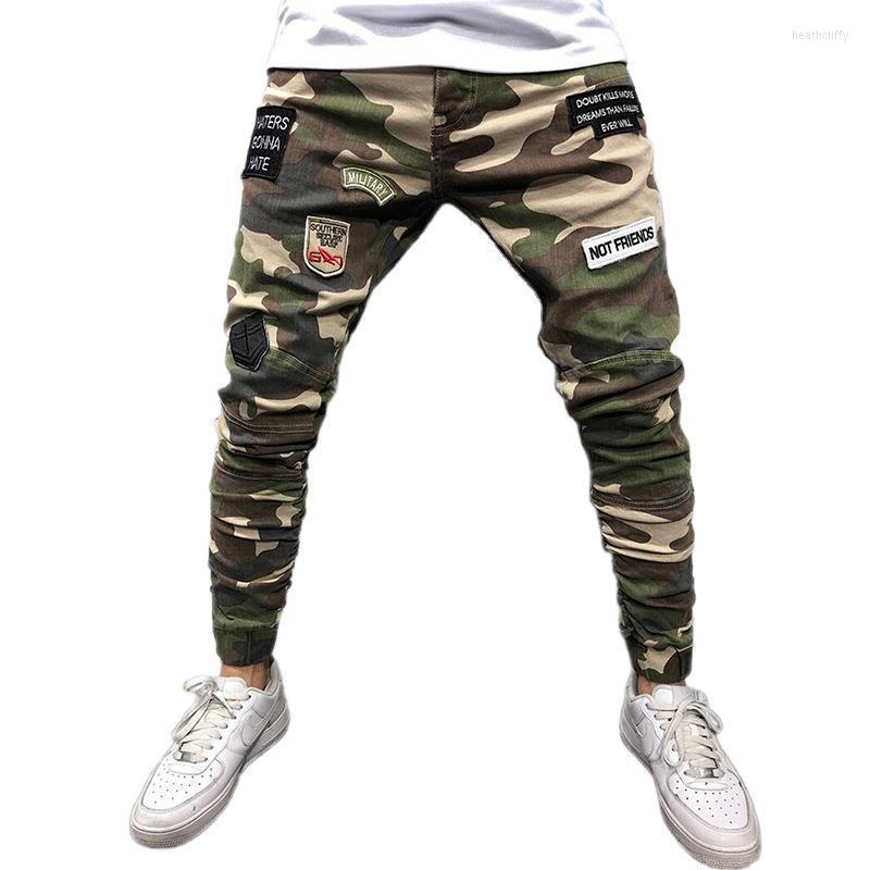 

Men' Jeans Men Pants Slim Fit Army Green Camouflage Stretch Denim Trousers Fashion Embroidery Skinny Pantalon StreetwearMen' Heat22, Camouflage jean men