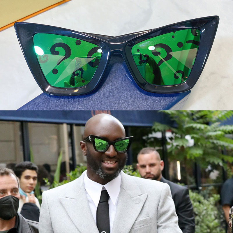 

Sunglasses latest Milan catwalk mens cat eye sharp corner black frame green lens with symbol fashion trend Z261W mens glasses Z2613W UV400 belt box