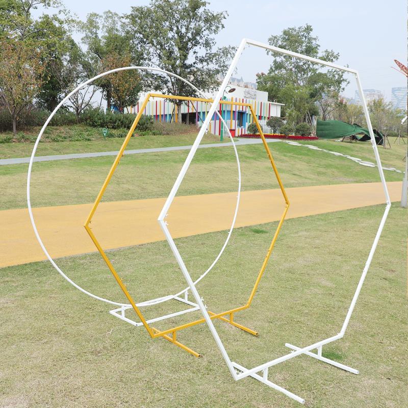 

Party Decoration Circle Wedding Props Birthday Decor Wrought Iron Round Ring Arch Backdrop Lawn Artificial Flower Row Stand Wall Shelf
