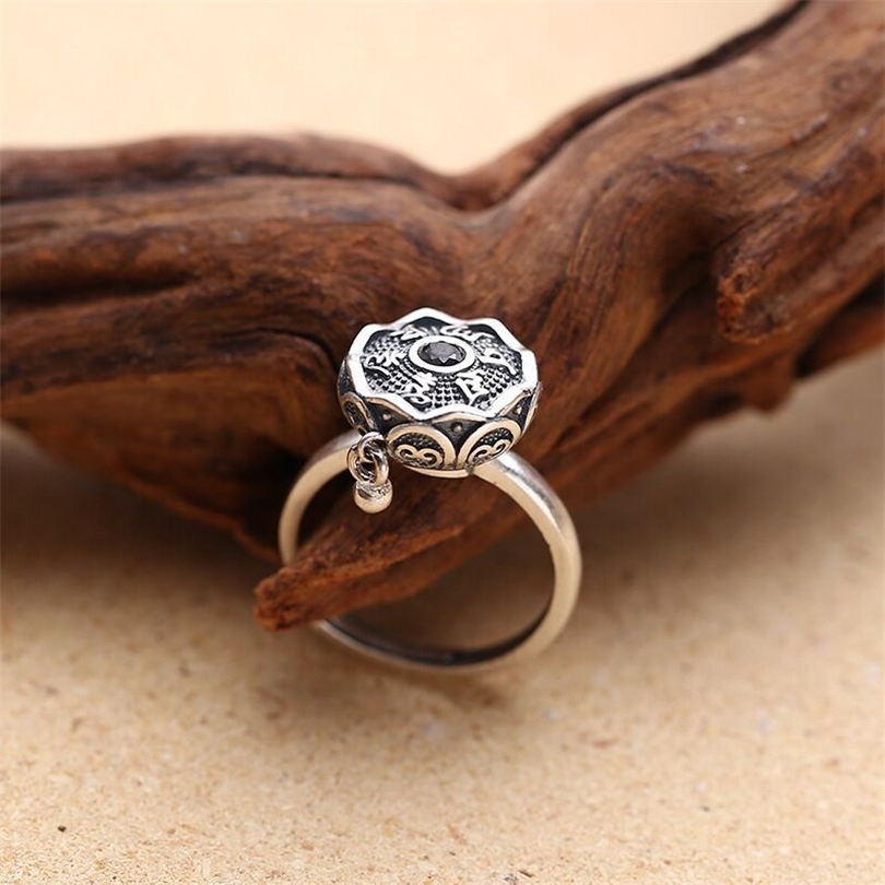 

Arrival Mantra Buddhism Om Mani Padme Hum Adjustable Rings For Women Girls Tibetan Silver Vintage Finger Ring 220728
