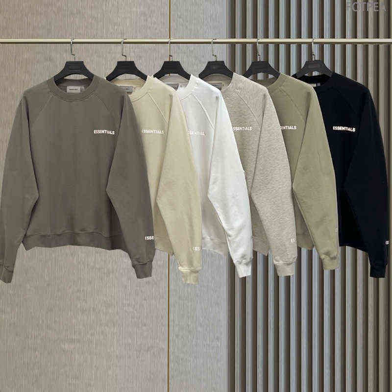 

Essentials Oversized Sweatshirts Reflective Lettered Print Hip Hop Hoodies Jerry Lorenzo Loose Unisex Cotton Sweatshirt, Black