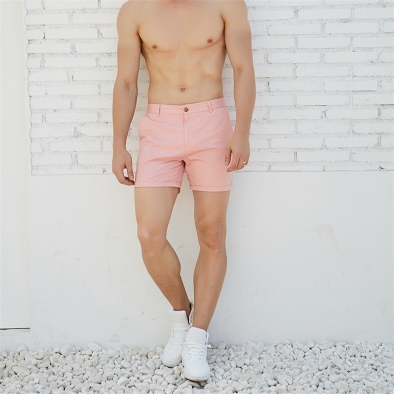 

man casual summer shorts pink green fashion England style 220704, White