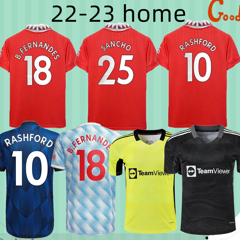 

SANCHO 22 23 soccer jerseys RASHFORD MANS SHAW POGBA 2021 2022 2023 football shirt fans version UTD MARTIAL B. FERNANDES S-4XL, 21-22 away
