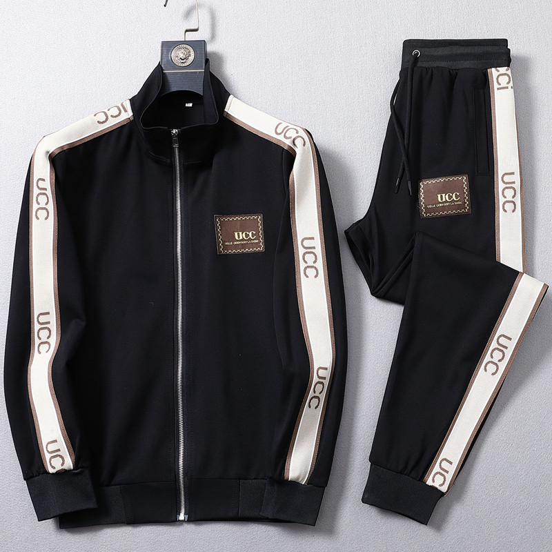 Light and luxurious Roman cotton casual sportswear set men's fashion two-piece set large European fashion tracksuit jogging suits men track