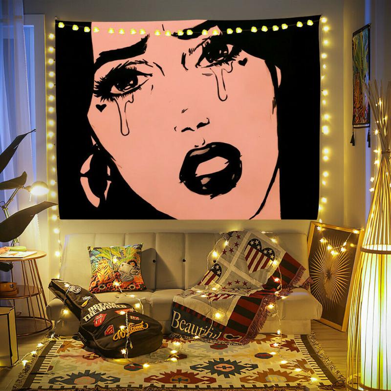 

Tapestries Abstract Character Tapestry Kawaii Room Decor Art Poster Background Cloth Aesthetic Decoration Mural