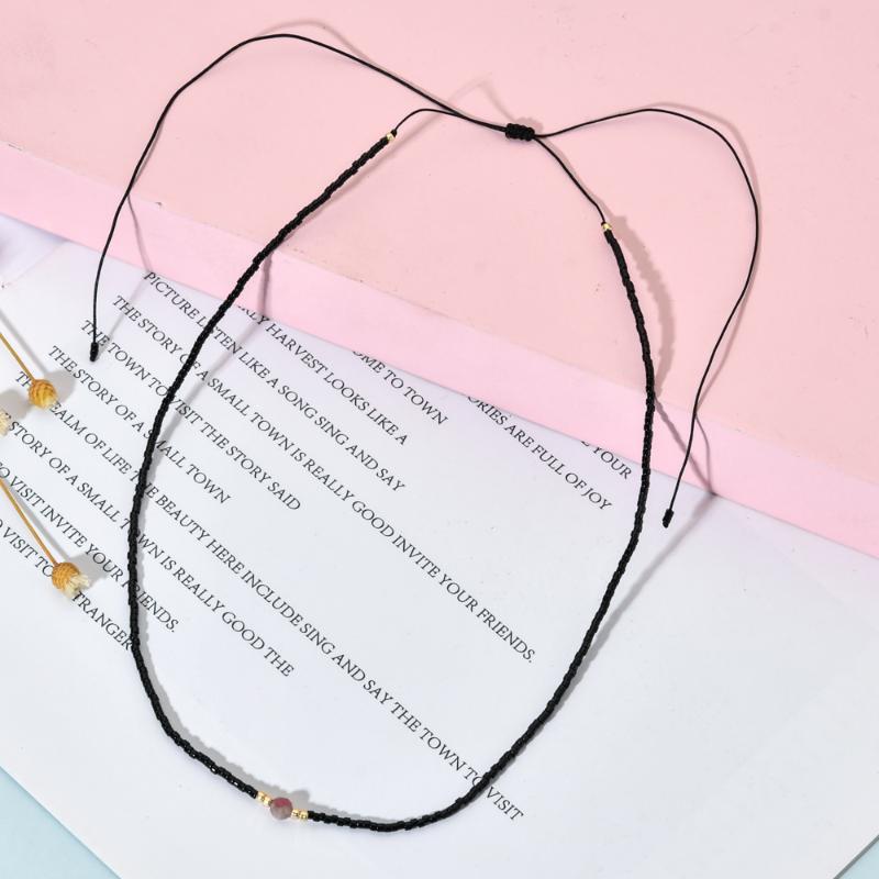 

Chokers ZMZY Black Color Bohemian Glass Beads For Women Boho Natural Stone Choker Summer Beach Jewelry