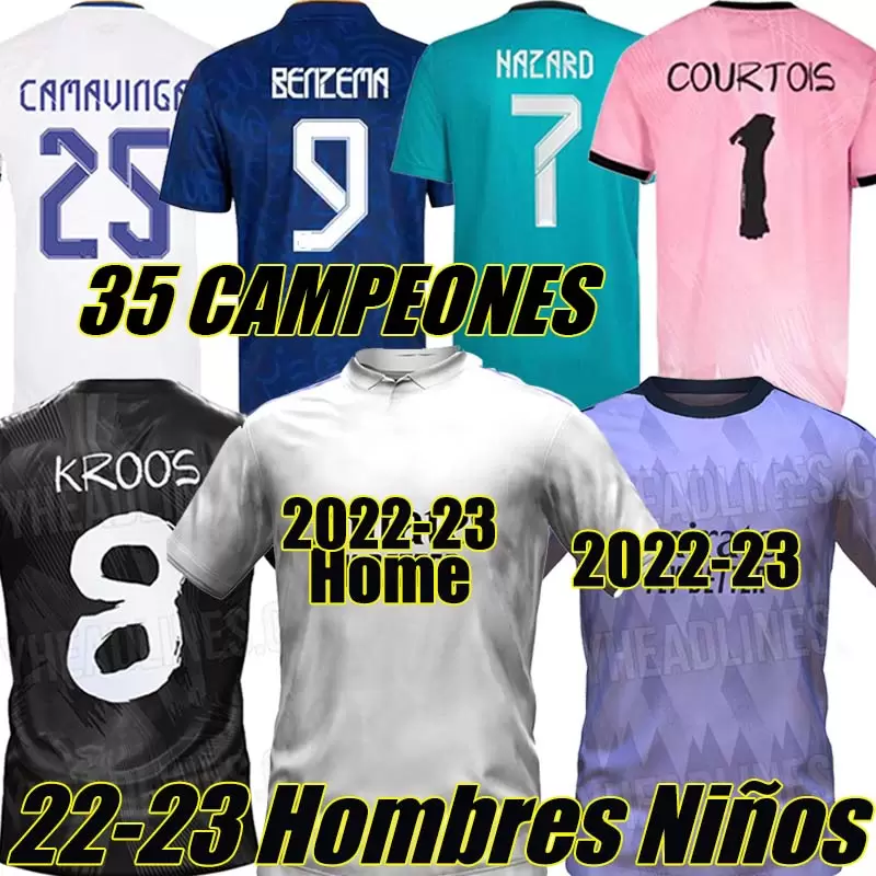 

22/23 BENZEMA Soccer Jerseys CAMPEONES#35 ALABA HAZARD CAMAVINGA 2022 2023 jersey ASENSIO MODRIC MARCELO VALVERDE Men Kids Kits football shirt, Huangma 21-22 home