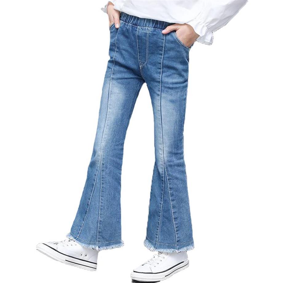 

Girl Flare Jeans Denim Boot Cut Pants Trouser Solid Kids Teenage Spring Autumn Children's For Girls 4 6 9 12 14 Years267B, Blue