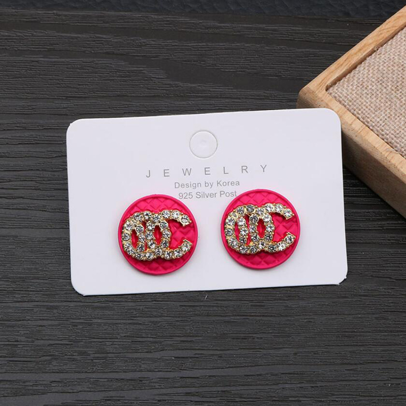 

Wholesale Brand Fashion Jewelry 925 Silver Plated Earring Ear Stud Round White Crystal Party Women Designer Double Letters Earrings Wedding Statement ER0541-560