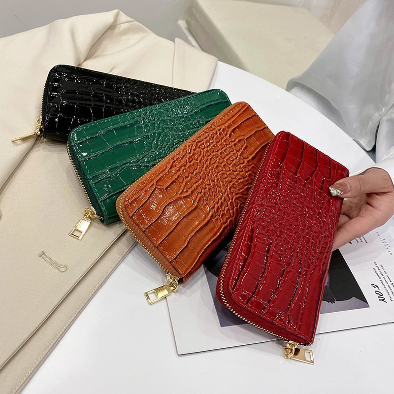 

Men Women Long organizer wallet Solid color Hasp Small Wallets Mens Womens bags wholesale Credit Card Premium leather Black Brown 0850, Red