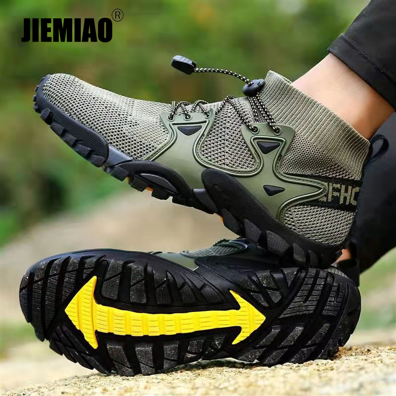 

JIEMIAO Summer Quality Trekking Hiking Shoes Men and Women Sneakers Outdoor Mesh Breathable Trail Climbing Sports 220812, 319-black