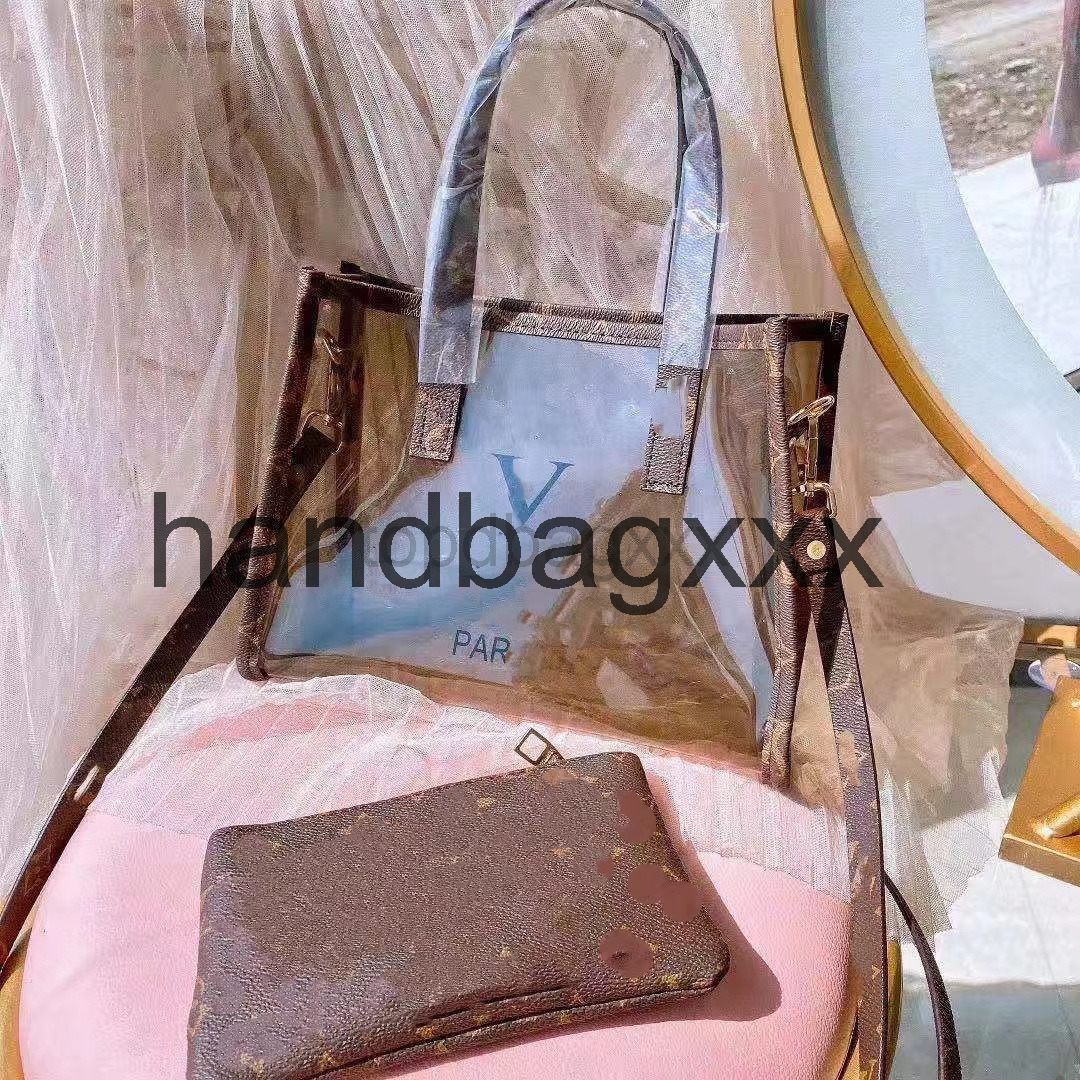 

handbag Designer Cosmetic Bag Women two-piece Bags Top Quality famous Clear PVC, Brown