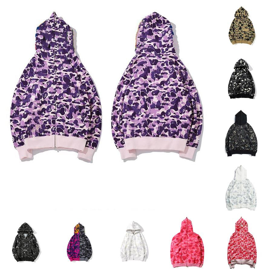 

Spring Mens shark Designer zipper Hoodies Men Women Stylist Jacket Hooded Camouflage long sleeve Print Sweatshirts causal fashion style, Hi