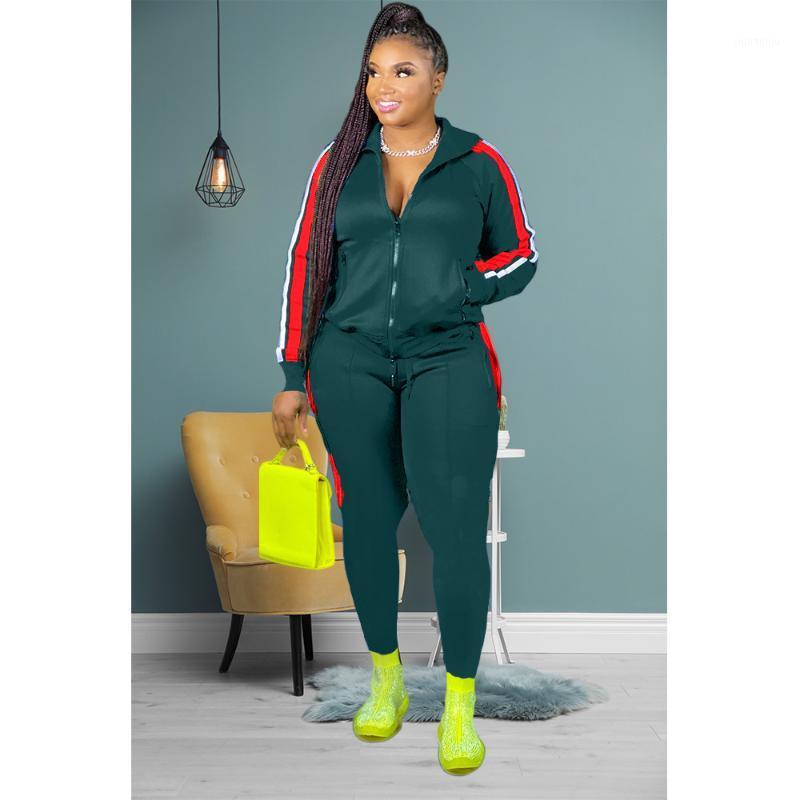 

Women's Plus Size Tracksuits -4XL Sport Large Two Piece Set Women Clothing Splicing Zip Long Sleeve Top And Pants Suit Wholesale Dropshoppi, Red