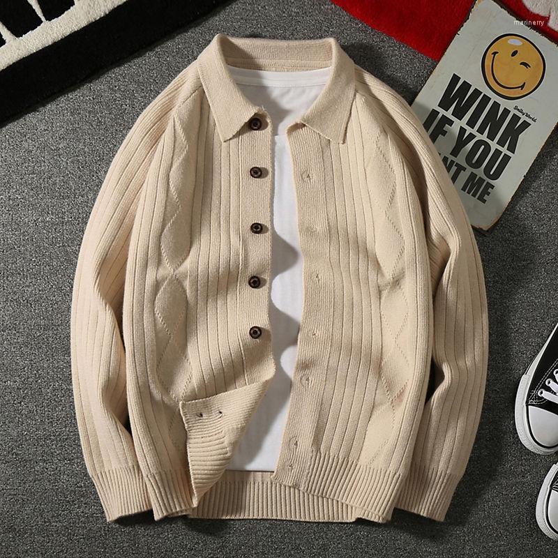 

Men's Sweaters Solid Color Warm Mens Casual Coats Long Sleeve Fashion Male Loose Spring And Autumn Knitted Cardigan Sweater S19Men's Mari22, Beige