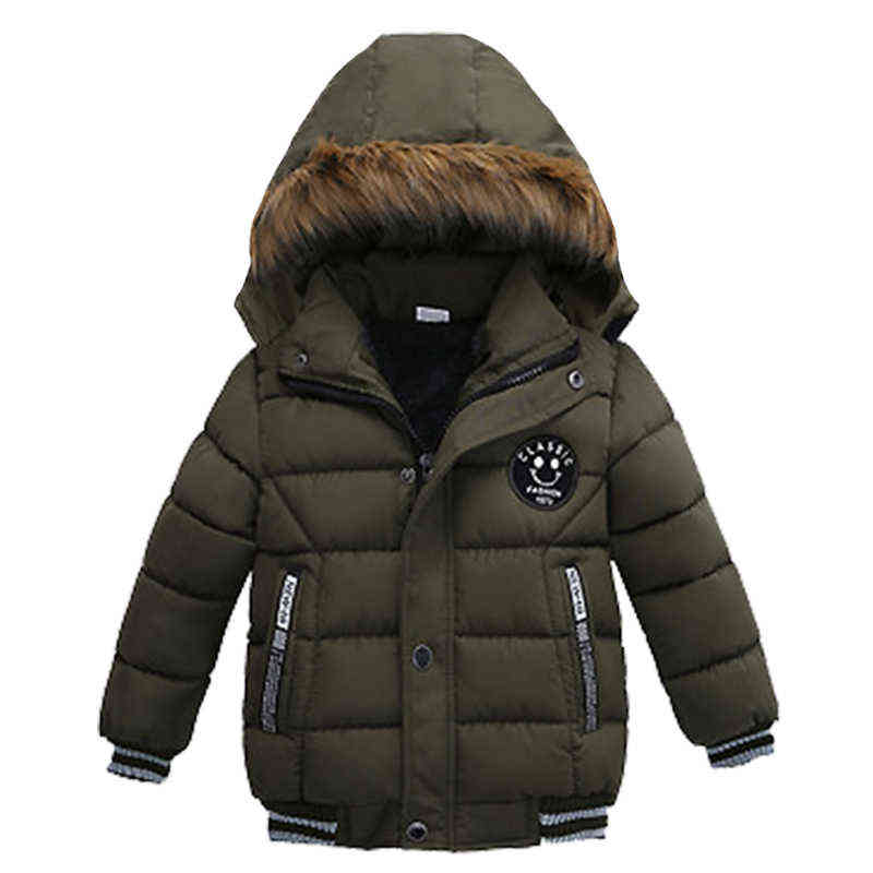 

Jacket For Boy Labeling Letter Printing Thick Coat Winter Plus Velvet Keep Warm 2-8 Year Old Baby quality Child Clothes J220718, Photo color