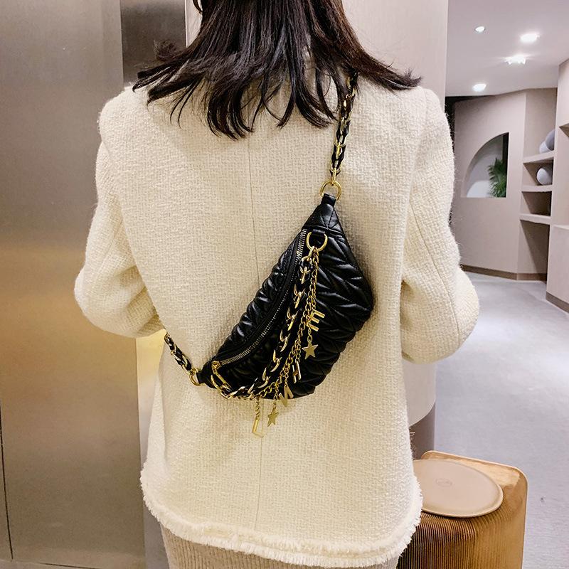 

Waist Bags Women's Bag Fashion Fanny Pack Pu Leather Shoulder Crossbody Chest Luxury Designer Handbags Female Belt, Black