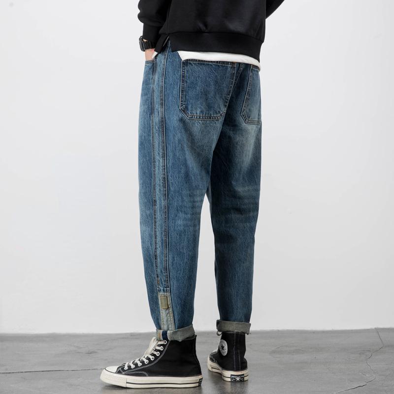 

Men's Jeans Fashion Loose Men Denim Pants Straight Baggy Harem Streetwear Hip Hop Skateboard Solid Color Casual Trousers Z22Men's, Blue