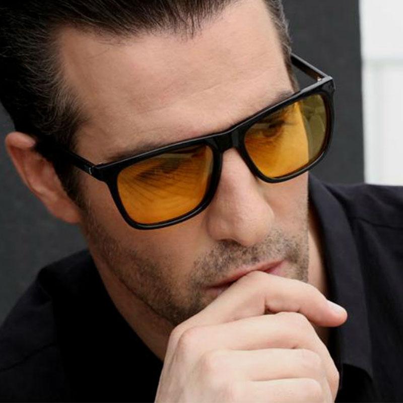 

Sunglasses Bussiness Oversized Square Mens Brand Vintage Designer Black Yellow Lens Sun Glasses Trending Shades UV400Sunglasses