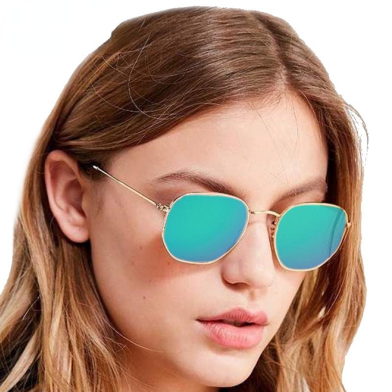 Sunglasses Steampunk Design Eye Sun Glasses 3548 2022 Ladies Vintage Retro Festival Girls Blue Hexagon Women Men