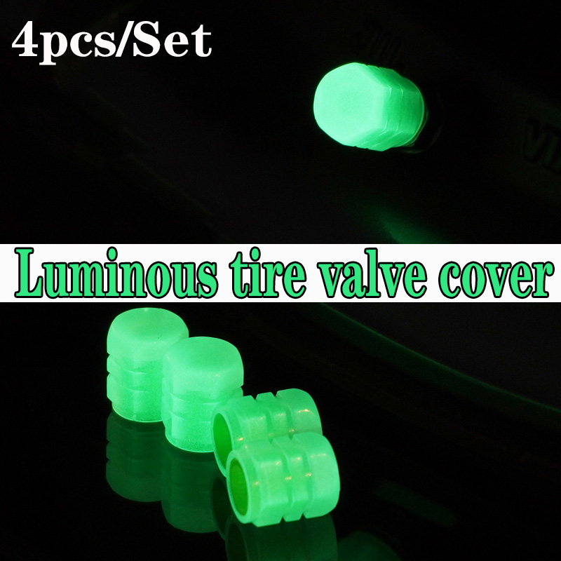 

4pcs Luminous Car Wheel Tire Valve Caps Tyre Rim Stem Covers Airdust Waterproof For Automobiles Motorcycles Bikes Accessories