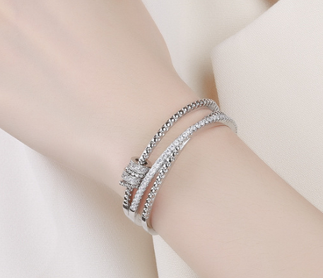 

Double-Line Smart Lucky Beads Micro-Inlaid Open-Ended Bracelet Women's Multi-Layer Rotating Zircon Jewelry