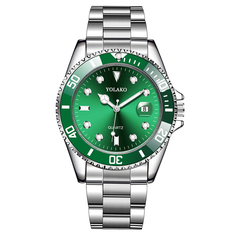 

Wristwatches Green water ghost watch men's watch calendar steel band high-grade quartz watches, Red