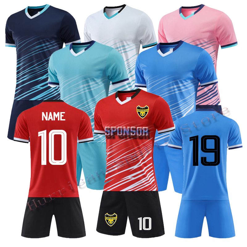 

Men Children Sets Football Jerseys Uniforms DIY Boys Soccer Jersey Tracksuit Kids Play Ball Sportswear Kits Custom 220615, Navy blank