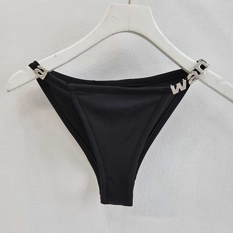 

Women' Swimwear Wang Bikinis Set For Ladies 2022 Summer Crystal Letter Decoration Female White Pure Cotton Panties Underwear Swimsuit, Black