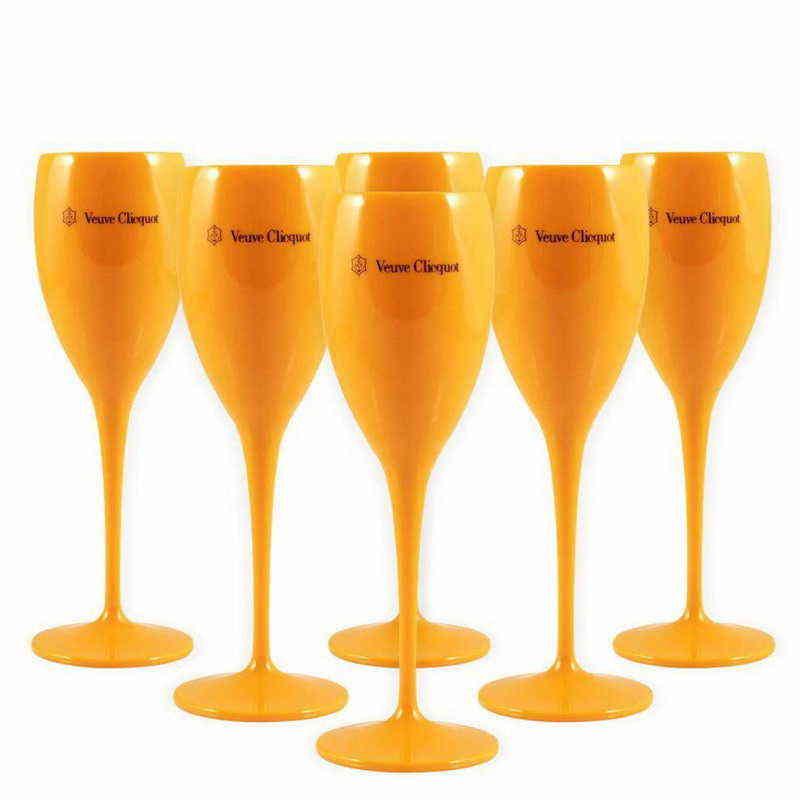 

6pcs Orange Plastic Champagne Flutes Acrylic Party Wine Coupes Glass VCP Champagne Flutes Goblet Plastic Veuve Cups L220624