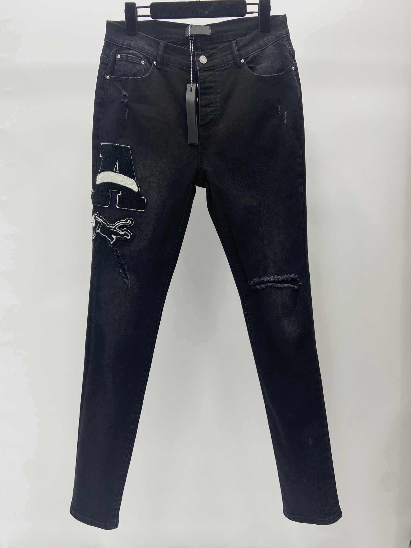 High quality clothing brand designer jeans fashion hole embroidered design tight version of the pants luxury mens jeans