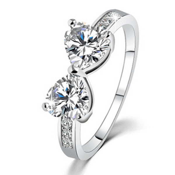 

Wedding Rings Wholesale Korean Fashion Zirconia Rhinestone CZ Rings Heart Australian Crystal Diamond Ring
