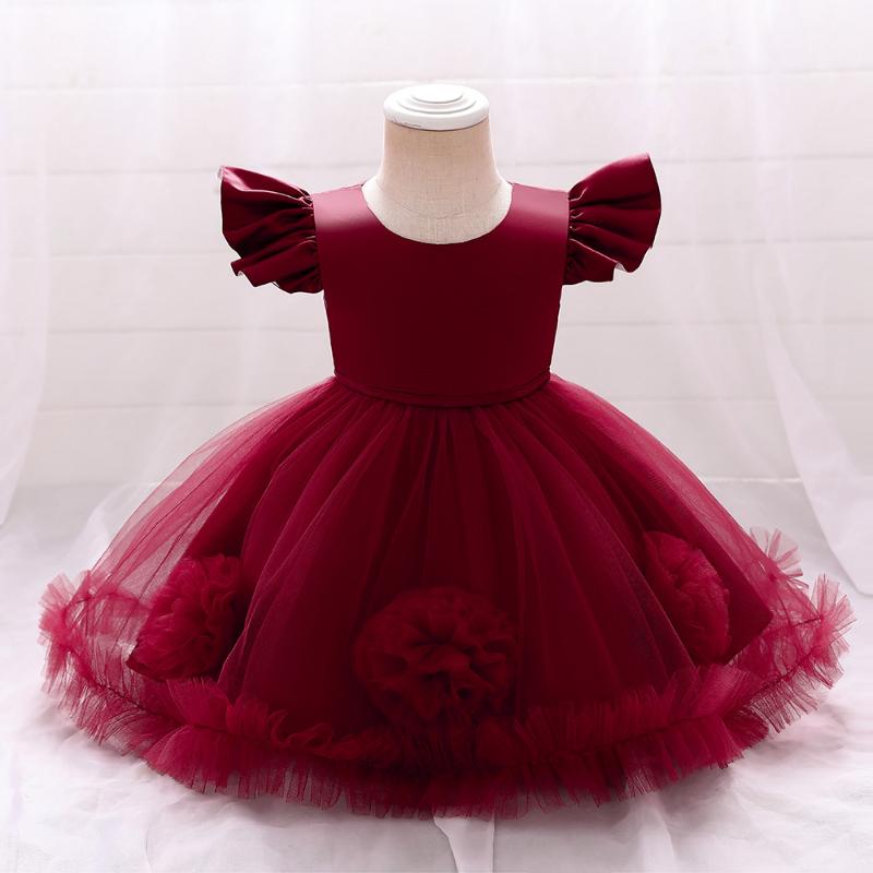 

Girl's Dresses Toddler Girls Tulle Dress Kids Baby Girl Flower Mesh Princess Wedding And Evening Robes Children 2022 Year Clothes, White