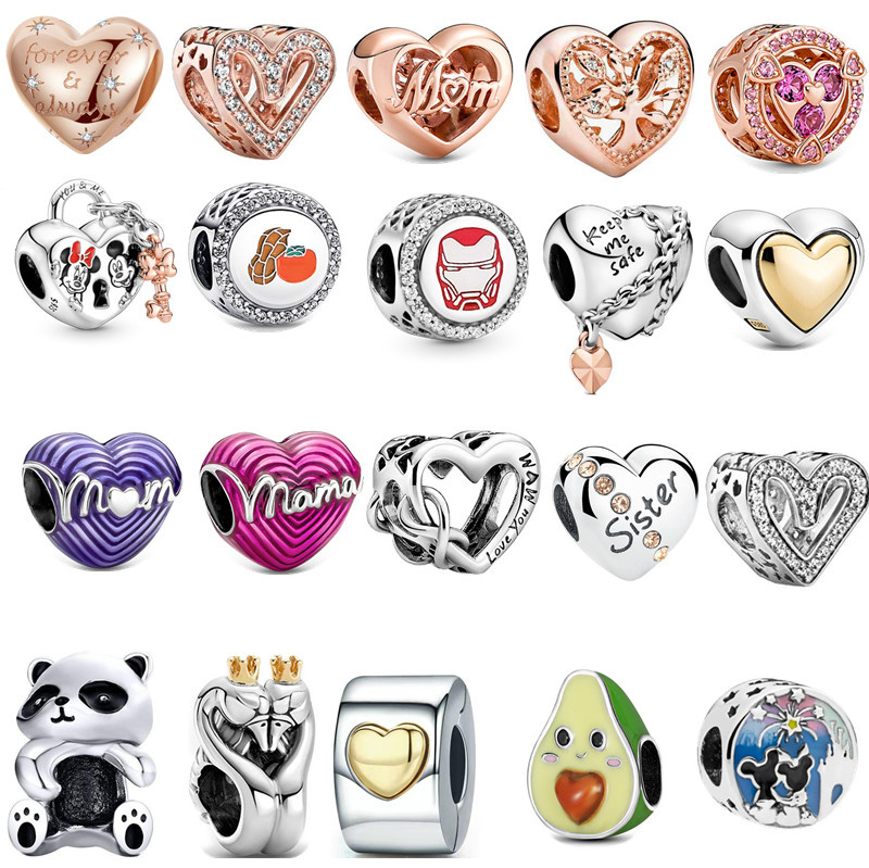 

s925 Sterling Silver Charm Loose Beads Love DIY Beaded WOmen's Original Fit Pandora Bracelet Pendant Luxury Girl Classic Fashion Ladies Mom Jewelry Gift