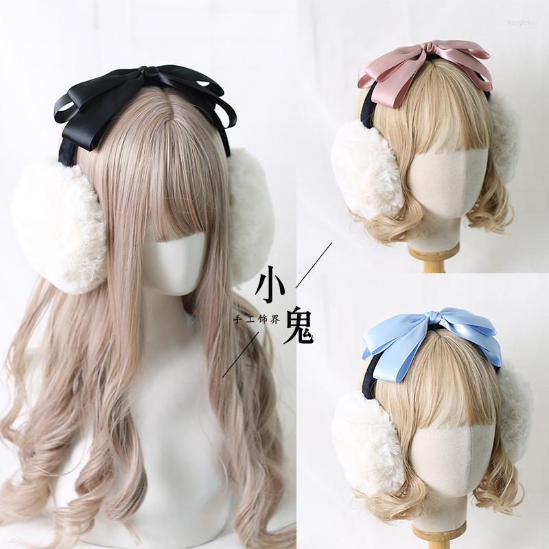 

Berets Japanese Bow Earset Female Winter Cute Students Cycling Warm Ear Protection Earmuffs Antifreeze CapsBerets, Brown