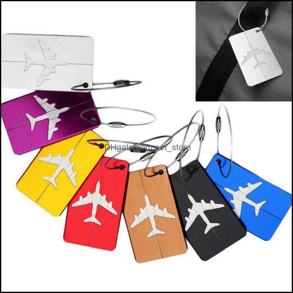 

Air Plane Pattern Lage Tag Baggage Handbag Id Name Card Metal Tags Keychain 9 Colors Factory Outlet Drop Delivery 2021 Bag Parts Accessori