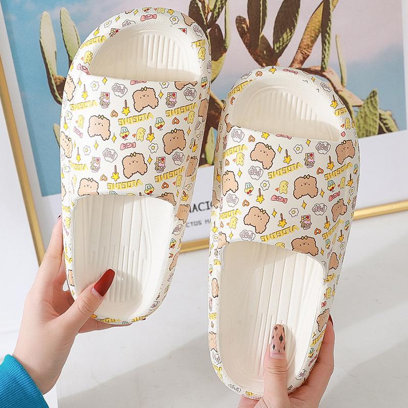 

Slippers Summer Women Sandals 2022 Female Trend Beach Slides Flip Flops Cartoon Bear Thick Sole EVA Indoor Bathroom Ladies ShoesSlippers, F-green