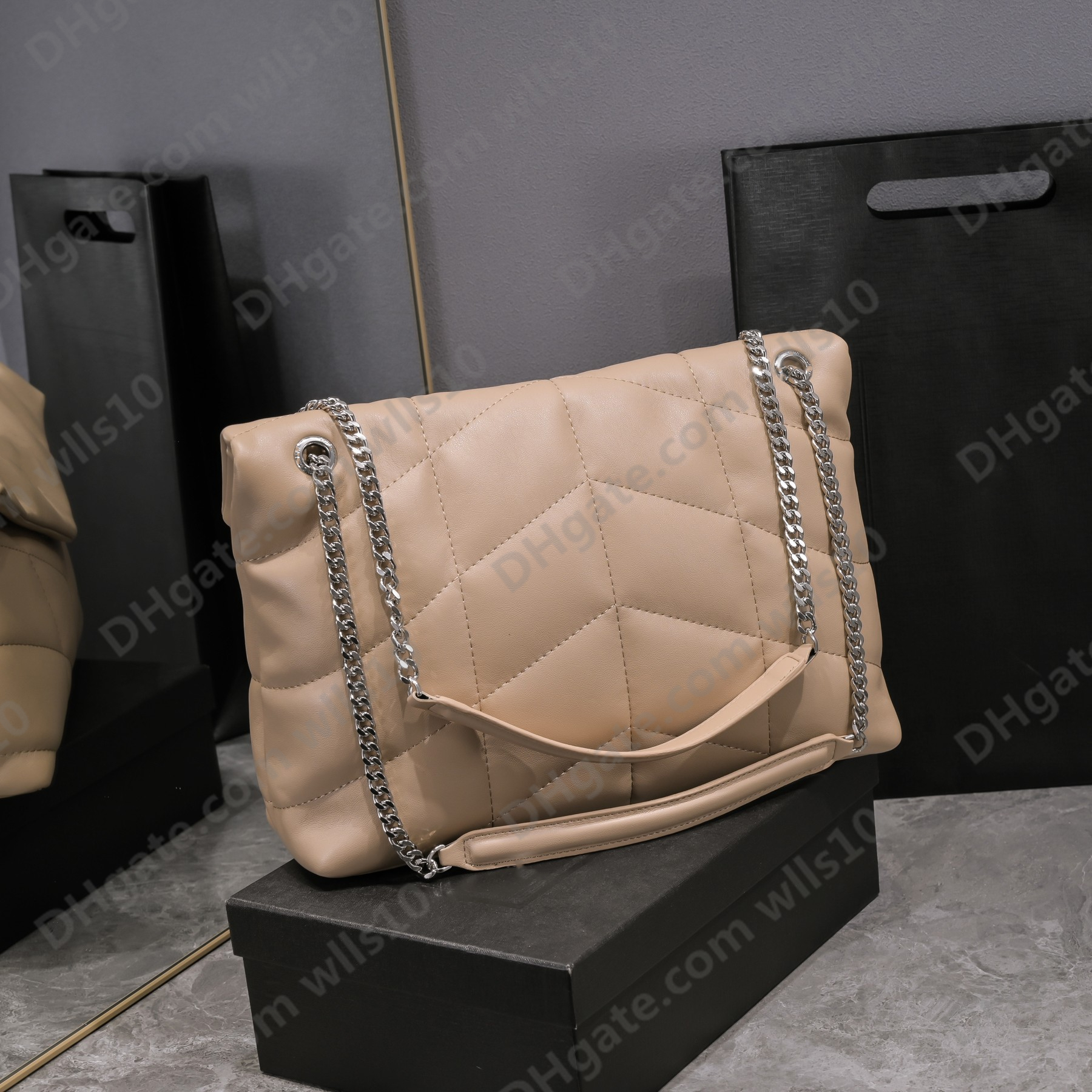 

Fashion handbag designer bags crossbody bag genuine leather women Messenger YB55 tote Clutch 5 colors Luxurys shoulder loulou puff, Black+gold